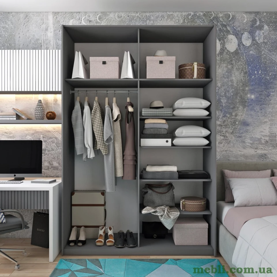 Шафа-купе двохдверна Doros G-Caiser 160х60х240 Графіт