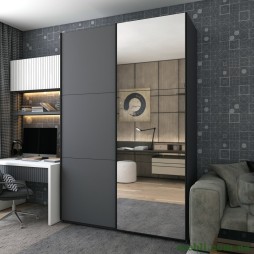 Шафа-купе двохдверна Doros G-Caiser 160х60х240 Графіт/1 Дзеркало
