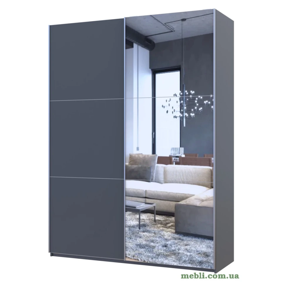 Шафа-купе двохдверна Doros G-Caiser 160х60х240 Графіт/1 Дзеркало