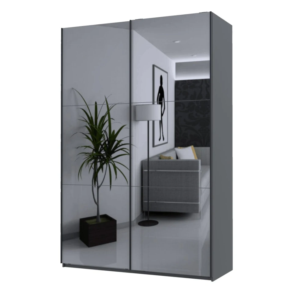 Шафа-купе двохдверна Doros G-Caiser 160х60х240 Графіт/2 Дзеркала