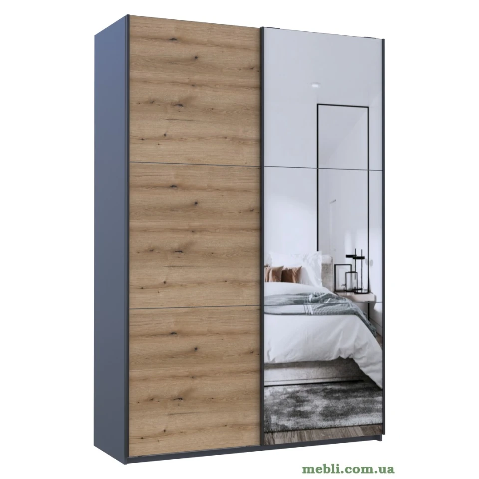 Шафа-купе двохдверна Doros G-Caiser 160х60х240 Графіт/Дуб евок/1 Дзеркало