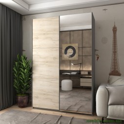 Шафа-купе двохдверна Doros G-Caiser 160х60х240 Графіт/Дуб крафт сірий /1 Дзеркало