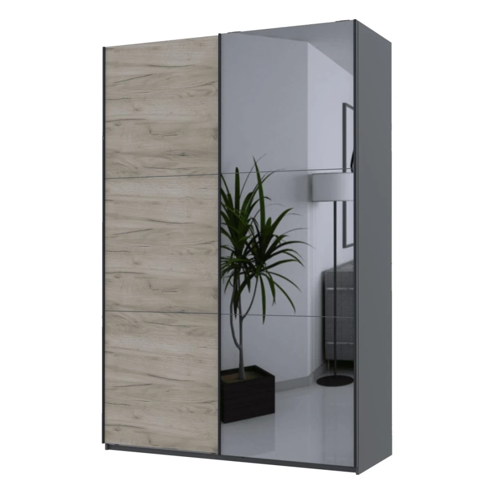 Шафа-купе двохдверна Doros G-Caiser 160х60х240 Графіт/Дуб крафт сірий /1 Дзеркало