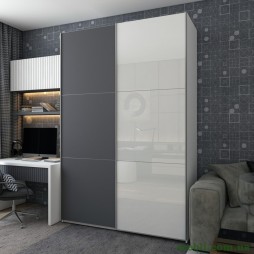 Шафа-купе двохдверна Doros G-Caiser 180х60х240 Білий/Графіт/1 Скло