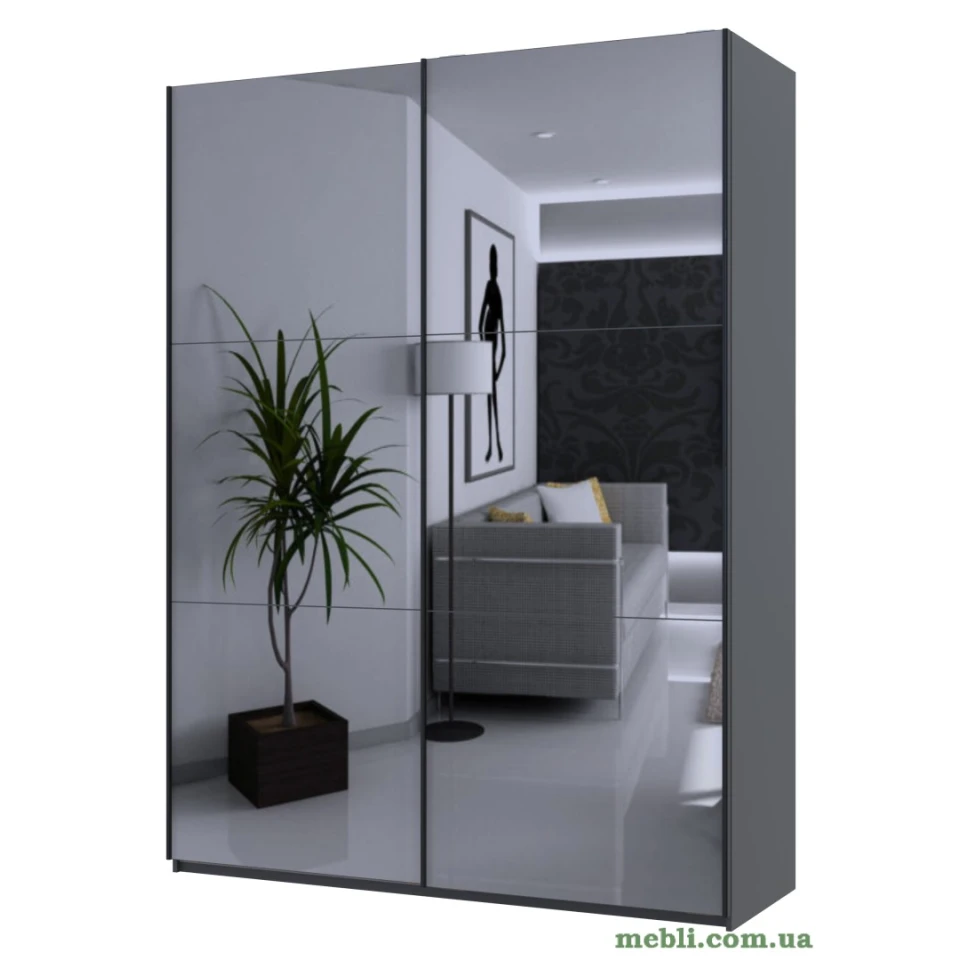 Шафа-купе двохдверна Doros G-Caiser 180х60х240 Графіт/2 Дзеркала