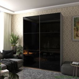 Шафа-купе двохдверна Doros G-Caiser 180х60х240 Графіт/2 Чорних скла