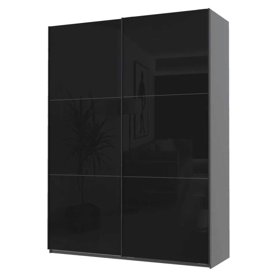 Шафа-купе двохдверна Doros G-Caiser 180х60х240 Графіт/2 Чорних скла