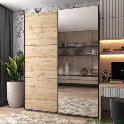 Шафа-купе двохдверна Doros G-Caiser 180х60х240 Графіт/Дуб евок/1 Дзеркало