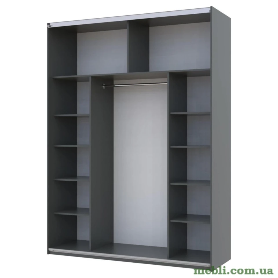 Шафа-купе двохдверна Doros G-Caiser 180х60х240 Графіт/Дуб евок/1 Чорне скло