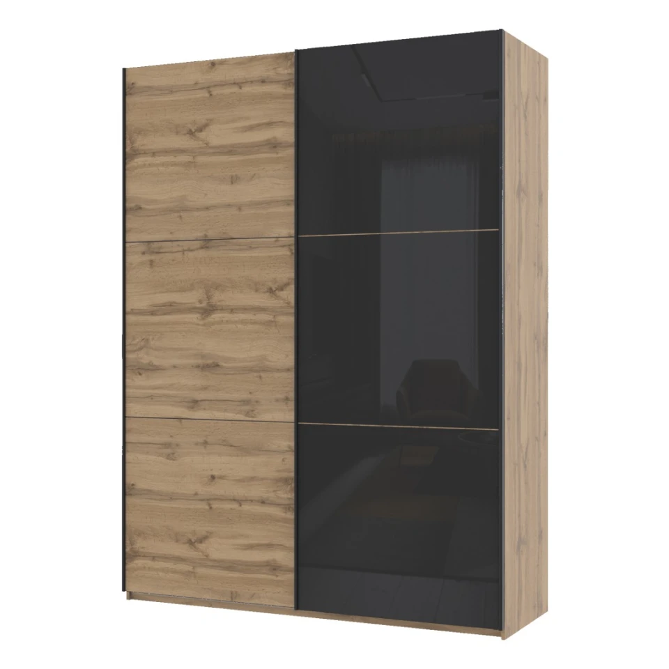 Шафа-купе двохдверна Doros G-Caiser 180х60х240 Тахо/1 Чорне скло