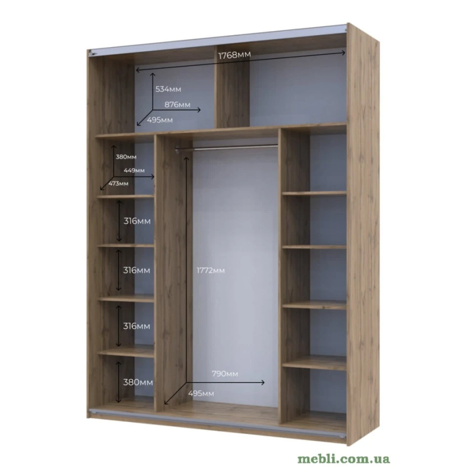 Шафа-купе двохдверна Doros G-Caiser 180х60х240 Тахо/2 Чорних скла