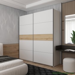 Шафа-купе двохдверна Doros G-Caiser 220х60х240 Білий/Дуб евок