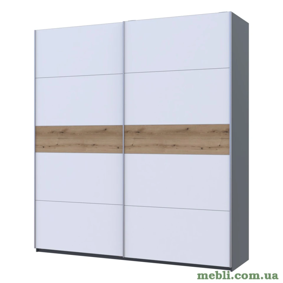 Шафа-купе двохдверна Doros G-Caiser 220х60х240 Графіт/Білий/Дуб евок