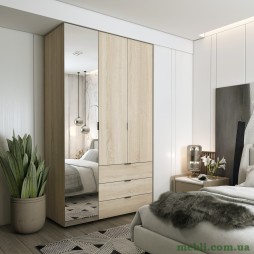 Комплект шаф для одягу Doros Гелар (2 шт.) 116,5х49,5х203,4 Дзеркало/Дуб сонома