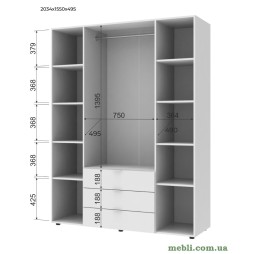 Комплект шаф для одягу Doros Гелар (2 шт.) 310х49,5х203,4 Дуб сонома