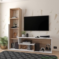 Стінка у вітальню Doros Етану 150х30х150 Дуб артизан/Білий