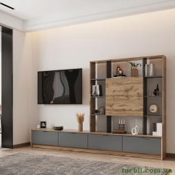 Стінка у вітальню Doros Капрі 240х33х153 Дуб тахо/Графіт