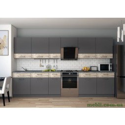 Кухня модульна Лея Doros 340х60х250 Графіт/Дуб клондайк