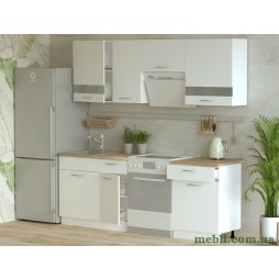 Кухня модульна Doros Лея 220х60х250 Білий гладкий/Дуб сонома/Скло