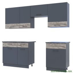 Кухня модульна Doros Лея 220х60х250 Графіт/Дуб клондайк