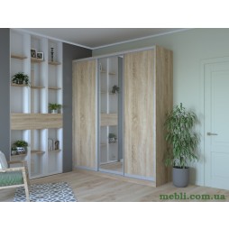 Шафа-купе трьохдверна Doros Сіті 24 208х60х240 Дуб сонома/1 Дзеркало