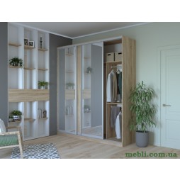 Шафа-купе трьохдверна Doros Сіті 24 208х60х240 Дуб сонома/2 Дзеркала