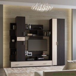 Стінка для вітальні Еверест Бриз/Шафа ШП-2 венге/дуб молочний