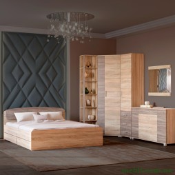 Спальня Еверест Бриз комплект 1 (модульний - 6 елементів) з комодом Бриз К-6 (ролики) сонома/трюфель