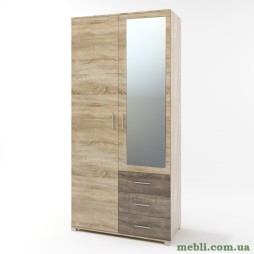 Шафа пряма з дзеркалом та ящиками Еверест Бриз ШП-4 сонома/трюфель