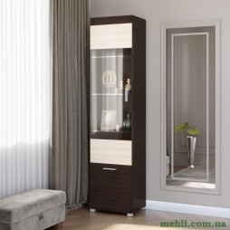 Шафа-пенал вітрина Еверест Британія-19 венге/дуб молочний