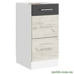 Кухонний модуль на 3 ящики Еверест Еко 400 дуб крафт білий/графіт/білий 40х46х82