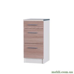 Кухонний модуль на 3 ящики Еверест Еко 400 ясень шимо темний+білий (зі стільницею) 40х46х82