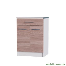 Кухонний модуль нижній з шухлядою Еверест Еко 600 ясень шимо темний+білий (зі стільницею) 60х46х82