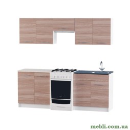 Кухня модульна Еверест Еко набір №10 ясень шимо темний+білий 2,1 м