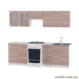 Кухня модульна Еверест Еко набір №11 ясень шимо темний+білий 2,3 м