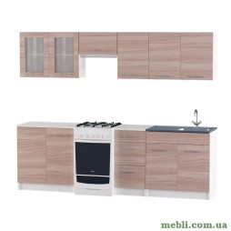 Кухня модульна Еверест Еко набір №12 ясень шимо темний+білий 2,5 м