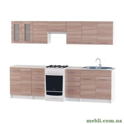 Кухня модульна Еверест Еко набір №13 ясень шимо темний+білий 2,7 м