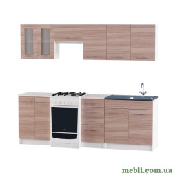 Кухня модульна Еверест Еко набір №6 ясень шимо темний+білий 2,3 м