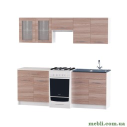 Кухня модульна Еверест Еко набір №8 ясень шимо темний+білий 2,1 м