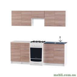 Кухня модульна Еверест Еко набір №9 ясень шимо темний+білий 2,1 м