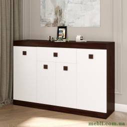 Великий комод Еверест з дверима та ящиком Соната-7 140х38х94 венге темний/білий