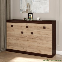 Великий комод Еверест з дверима та ящиком Соната-7 140х38х94 венге темний/дуб крафт золотий