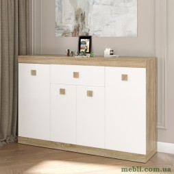 Великий комод Еверест з дверима та ящиком Соната-7 140х38х94 дуб сонома/білий