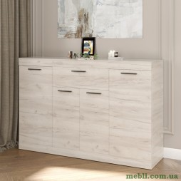 Великий комод Еверест з дверцятами та ящиком Соната-7 140х38х94 дуб крафт білий