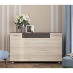 Комод для речей К-4 Еверест 130х38х73 венге темний+дуб молочний Телескопічні (кулькові)