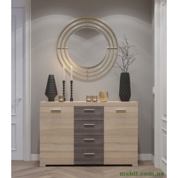 Великий комод Еверест К-7 Британія 140х38х92 сонома/трюфель (роликові)