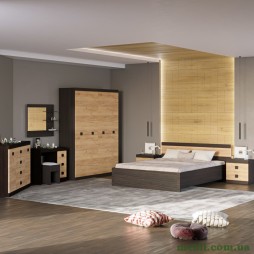 Спальня Соната Еверест Комплект 16 (модульна - 7 елементів) венге темний/дуб крафт золотий