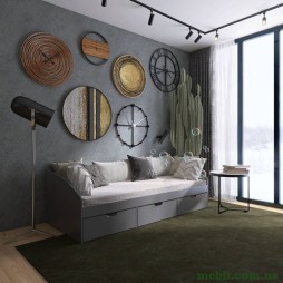 Ліжко односпальне з ящиками Еверест Комфорт 3 193х84х59 Графіт