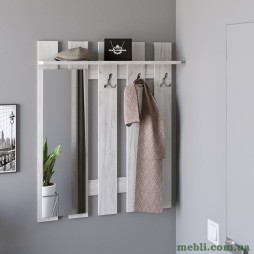 Вішалка настінна з дзеркалом Еверест Ліберті 90x15.2x110 дуб крафт білий