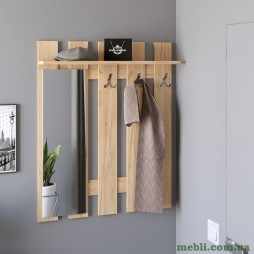 Вішалка настінна з дзеркалом Еверест Ліберті 90x15.2x110 дуб крафт золотий